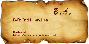 Bárdi Anina névjegykártya